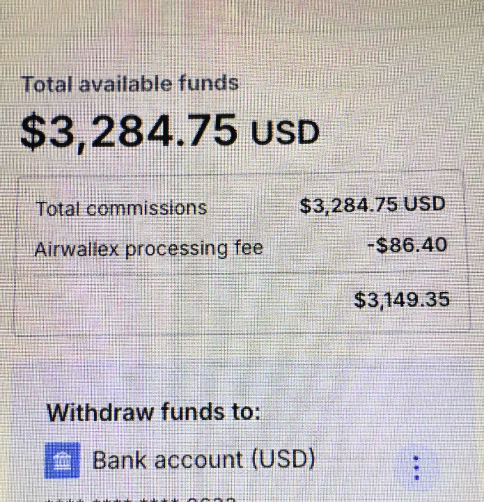 $1,785.37 with multiple withdrawals deposited