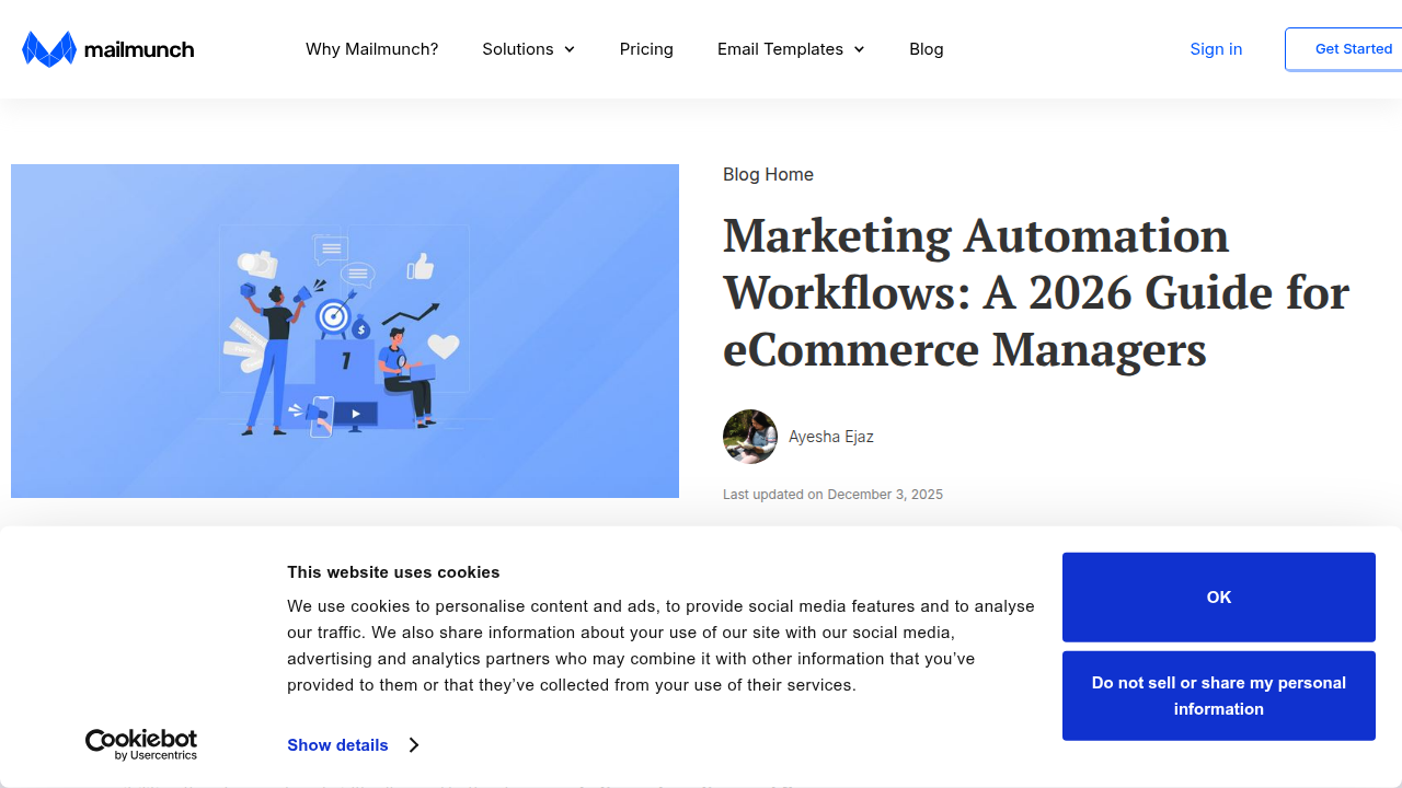 A visual example from Mailmunch demonstrating how marketing automation workflows can define predefined sequences of actions for business efficiency.