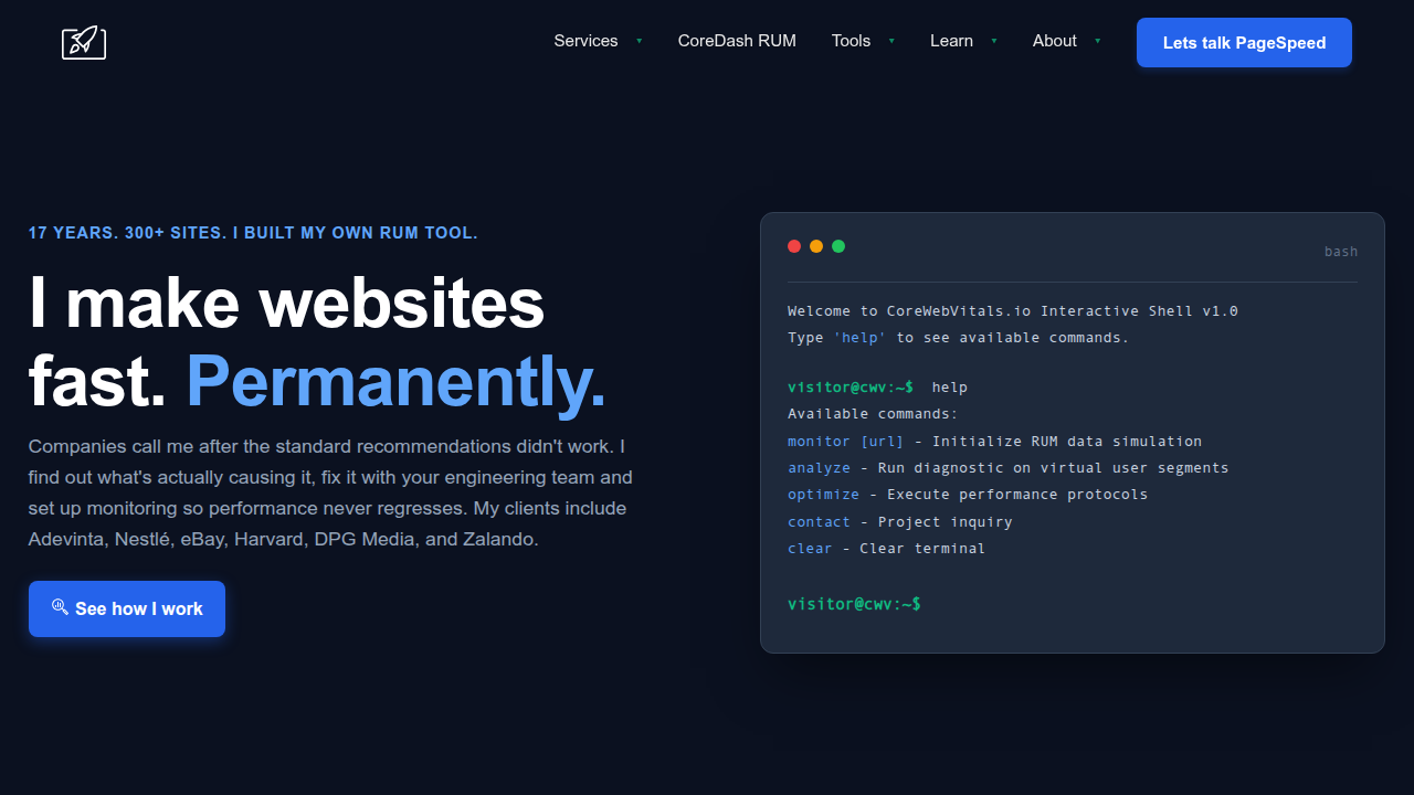 A screenshot of the Core Web Vitals website, a key resource for understanding and implementing Google's performance metrics for web pages.