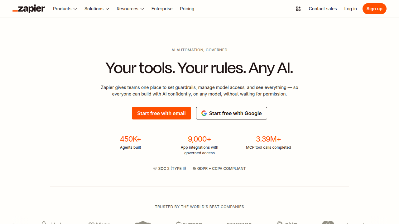 Zapier helps connect different apps to create automated workflows, simplifying repetitive tasks for small businesses.