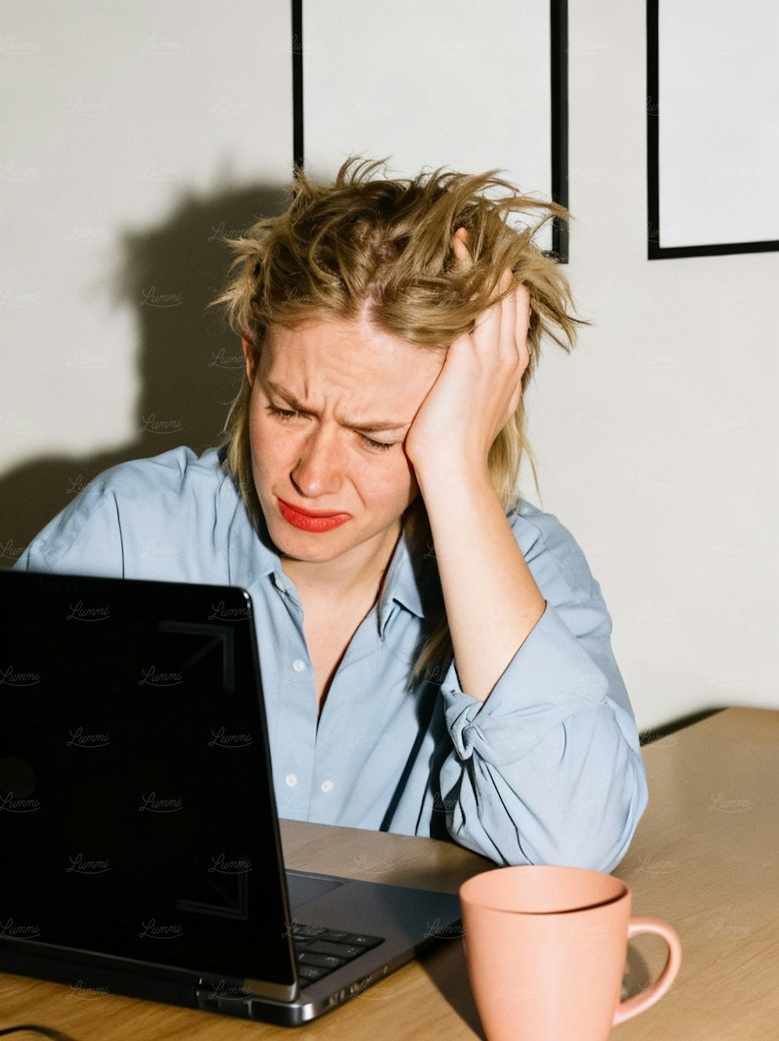 A person showing clear frustration while waiting for a slow-loading website on their computer screen.