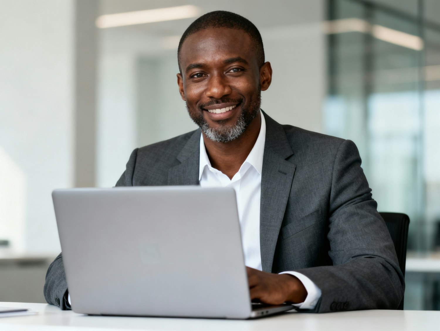 A confident affiliate entrepreneur overseeing their protected and thriving online business, empowered by Cloudflare's security solutions.