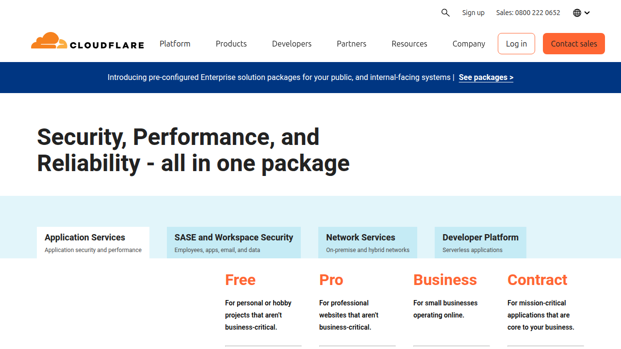 Cloudflare offers various plans, from Free to Enterprise, each providing different levels of DDoS protection and features for affiliate sites.