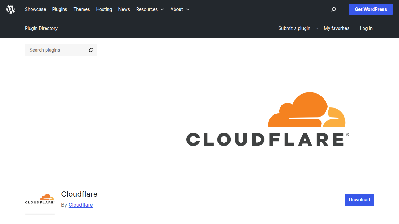 A screenshot of the official Cloudflare plugin page on WordPress.org, showing its ease of integration for affiliate sites.