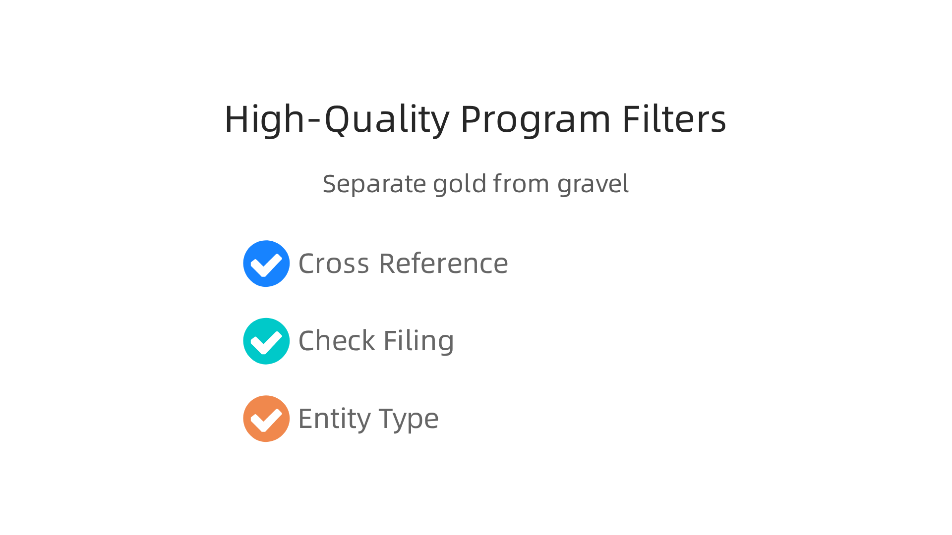 An infographic illustrating three key filters for identifying high-quality affiliate programs using business data.