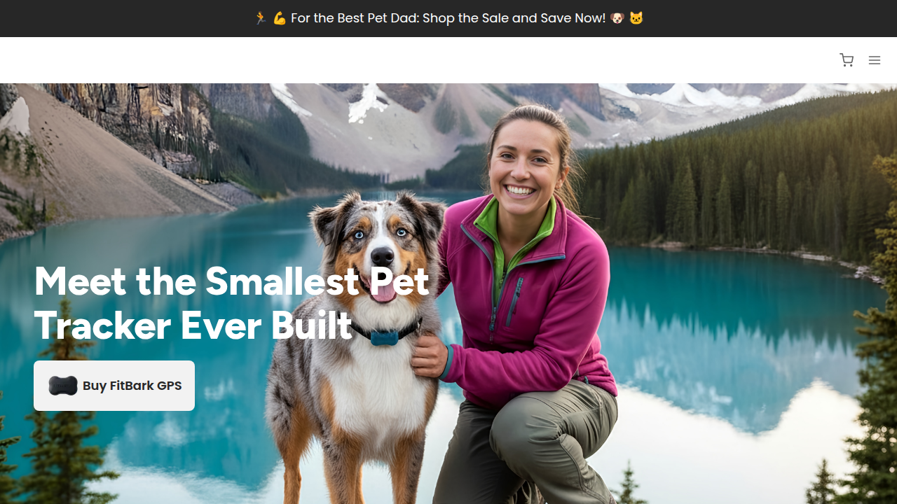 A screenshot of the FitBark homepage, an example of a pet product company with an affiliate program.